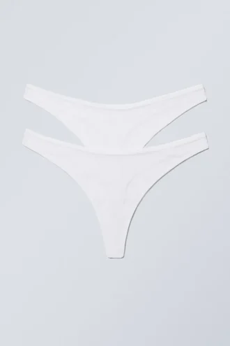 2-Pack Ash Lace Thong – White