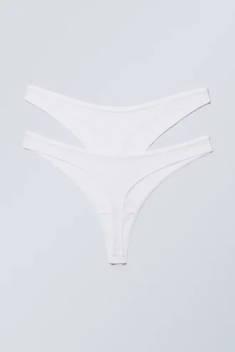 2-Pack Ash Lace Thong – White