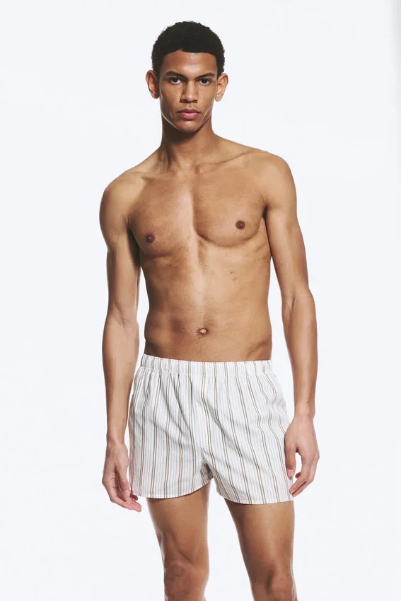 2-Pack Boxer Shorts – Checked Brown & Striped White 2-Pack Boxer Shorts – Checked Brown & Striped White