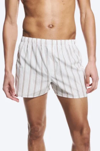 2-Pack Boxer Shorts – Checked Brown & Striped White
