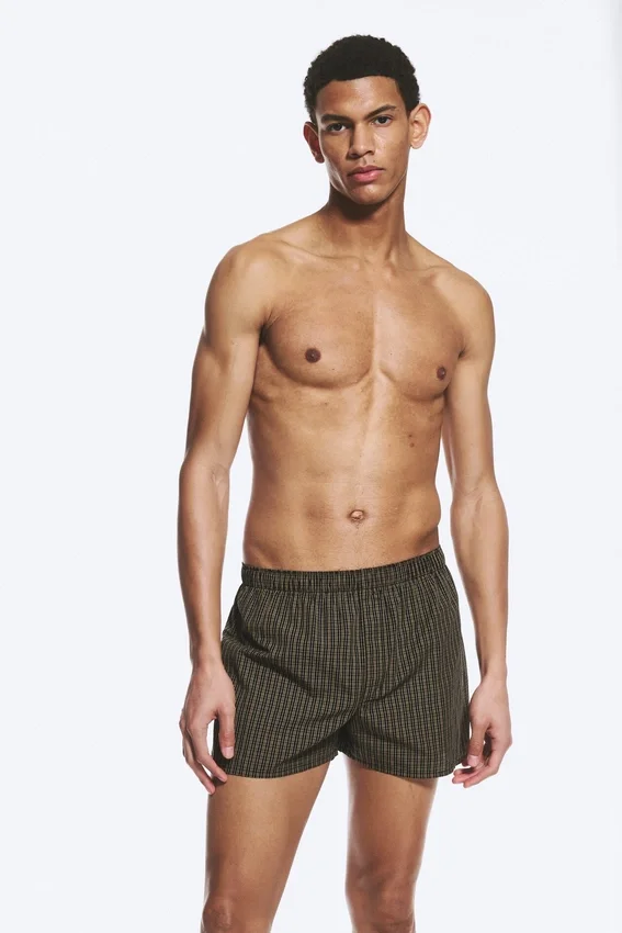 2-Pack Boxer Shorts – Checked Brown & Striped White 2-Pack Boxer Shorts – Checked Brown & Striped White