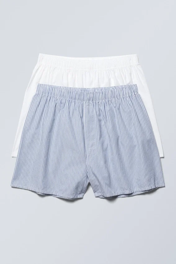 2-Pack Boxer Shorts – White, Blue Stripes 2-Pack Boxer Shorts – White, Blue Stripes