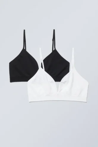 2-Pack Cat Soft Triangle Bra – Black White