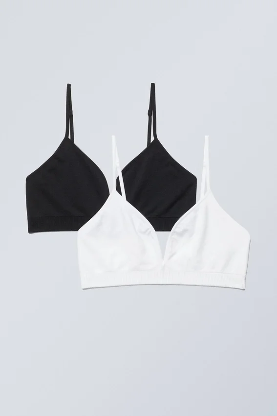 2-Pack Cat Soft Triangle Bra – Black White 2-Pack Cat Soft Triangle Bra – Black White