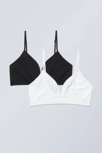 2-Pack Cat Soft Triangle Bra – Black White