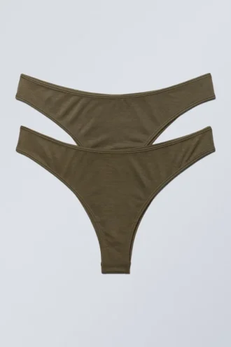 2-Pack Cheeky Modal Brazilian Briefs – Dark Khaki Green