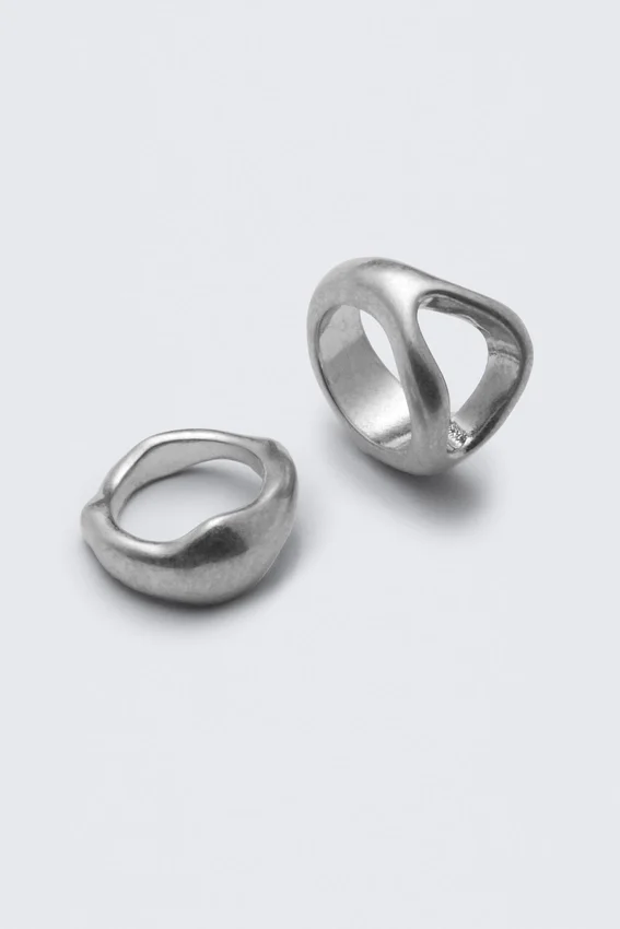 2-Pack Chunky Sculptural Rings – Dusty Silver 2-Pack Chunky Sculptural Rings – Dusty Silver