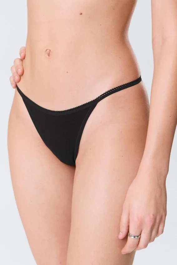 2-Pack Cotton Tanga Thongs – Black & White 2-Pack Cotton Tanga Thongs – Black & White