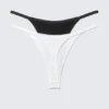 2-Pack Cotton Tanga Thongs – Black & White 2-Pack Cotton Tanga Thongs – Black & White