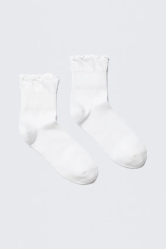 2-Pack Frill Edge Cotton-Blend Socks – White 2-Pack Frill Edge Cotton-Blend Socks – White