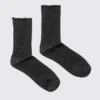 2-Pack Frill-Edge Glitter Crew Socks – Black Glitter 2-Pack Frill-Edge Glitter Crew Socks – Black Glitter