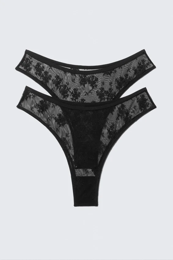 2-Pack Lace Brazilian Briefs – Black 2-Pack Lace Brazilian Briefs – Black