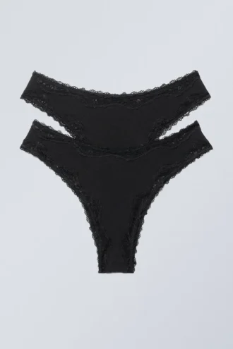 2-Pack Lace Briefs – Black