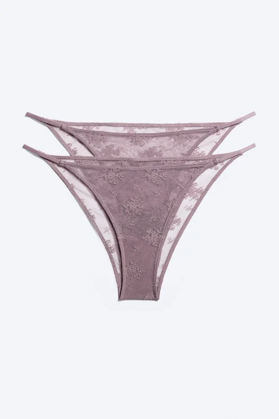 2-Pack Lace Tanga Briefs – Dusty Lilac 2-Pack Lace Tanga Briefs – Dusty Lilac