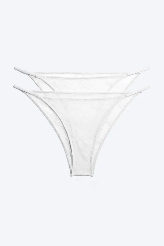 2-Pack Lace Tanga Briefs – White 2-Pack Lace Tanga Briefs – White