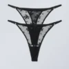 2-Pack Lace Tanga Thongs – Black 2-Pack Lace Tanga Thongs – Black