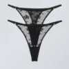 2-Pack Lace Tanga Thongs – Black 2-Pack Lace Tanga Thongs – Black