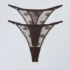 2-Pack Lace Tanga Thongs – Dark Brown 2-Pack Lace Tanga Thongs – Dark Brown