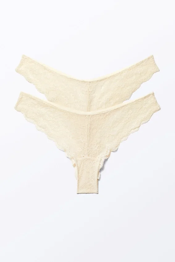 2-Pack Lacey Lace Brazilian Briefs – Light Beige 2-Pack Lacey Lace Brazilian Briefs – Light Beige