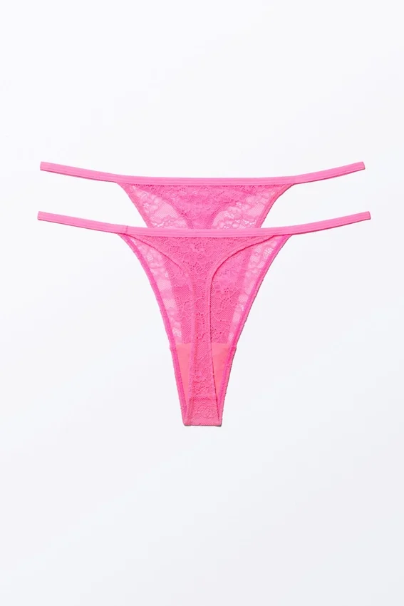 2-Pack Lacey Lace Thongs – Bright Pink 2-Pack Lacey Lace Thongs – Bright Pink