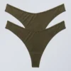 2-Pack Low Waist Modal Thongs – Dark Khaki Green 2-Pack Low Waist Modal Thongs – Dark Khaki Green