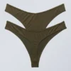 2-Pack Low Waist Modal Thongs – Dark Khaki Green 2-Pack Low Waist Modal Thongs – Dark Khaki Green