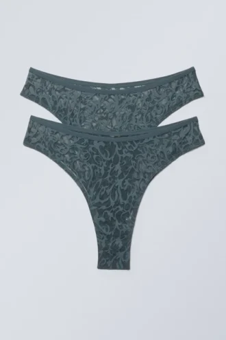 2-Pack Lucy Mid Waist Brazilian Briefs – Petrol