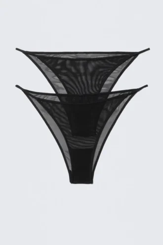 2-Pack Mesh Brazilian Briefs – Black