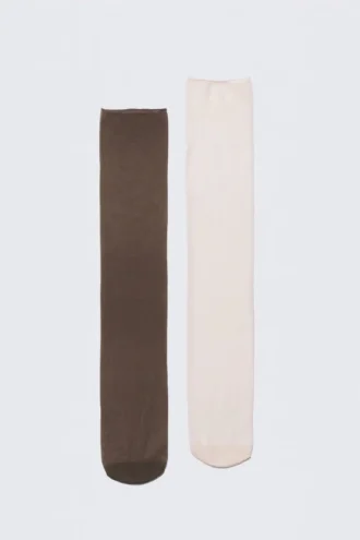 2-Pack Mesh Socks – Dark Brown/Beige