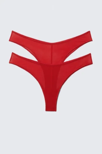 2-Pack Mid Rise Mesh Brazilian Bottoms – Bright Red