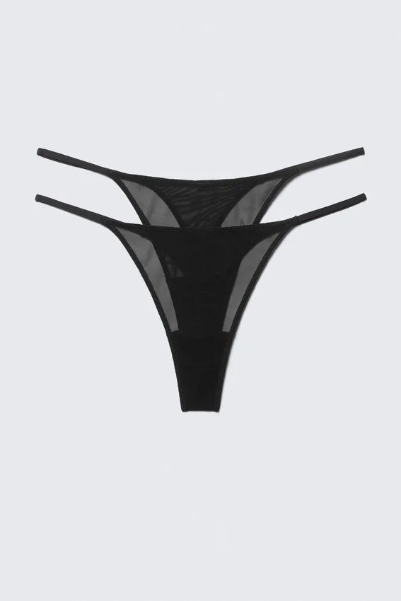 2-Pack Mid Rise Mesh Tanga Thongs – Black 2-Pack Mid Rise Mesh Tanga Thongs – Black