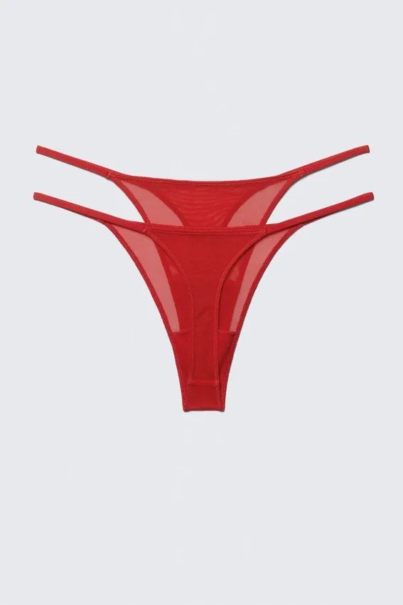 2-Pack Mid Rise Mesh Tanga Thongs – Bright Red 2-Pack Mid Rise Mesh Tanga Thongs – Bright Red