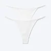 2-Pack Mid Rise Ribbed Tanga Thongs – White 2-Pack Mid Rise Ribbed Tanga Thongs – White
