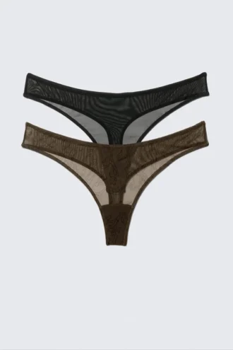 2-Pack Mila Mesh Thongs – Dark Brown