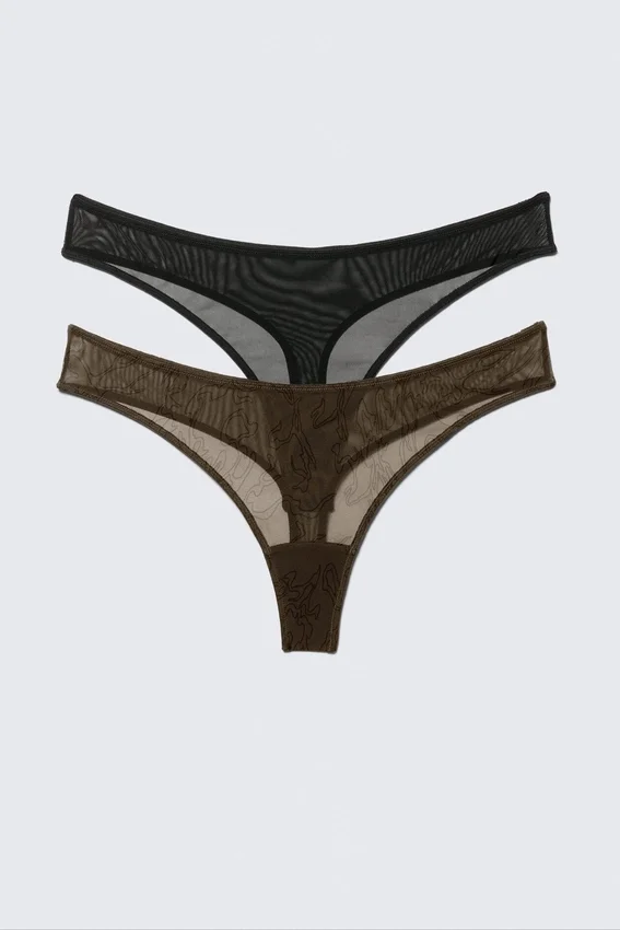 2-Pack Mila Mesh Thongs – Dark Brown 2-Pack Mila Mesh Thongs – Dark Brown