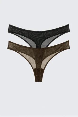 2-Pack Mila Mesh Thongs – Dark Brown