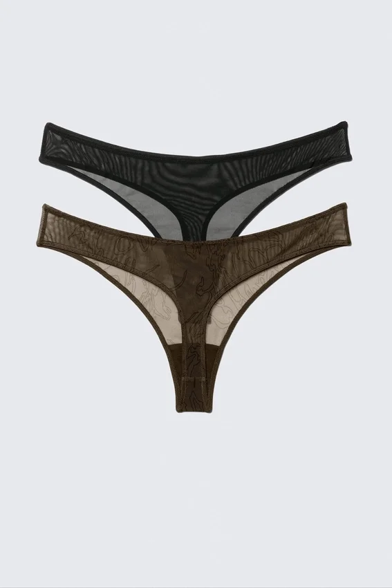 2-Pack Mila Mesh Thongs – Dark Brown 2-Pack Mila Mesh Thongs – Dark Brown