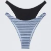 2-Pack Mini Brazilian Bikini Bottoms – Black & Blue Stripe 2-Pack Mini Brazilian Bikini Bottoms – Black & Blue Stripe