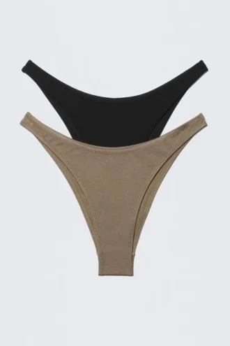 2-Pack Mini Brazilian Bikini Bottoms – Black & Mole