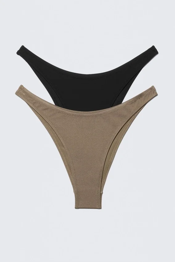 2-Pack Mini Brazilian Bikini Bottoms – Black & Mole 2-Pack Mini Brazilian Bikini Bottoms – Black & Mole