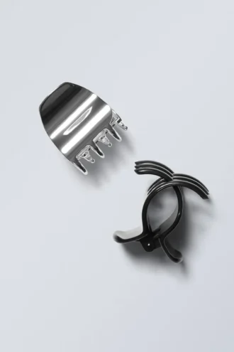 2-Pack Mini Hair-Claws – Black/Silver