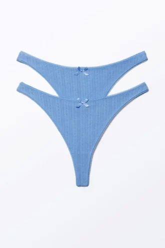 2-Pack Pearl Low Rise Thongs – Dusty Blue