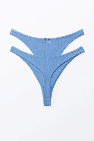 2-Pack Pearl Low Rise Thongs – Dusty Blue