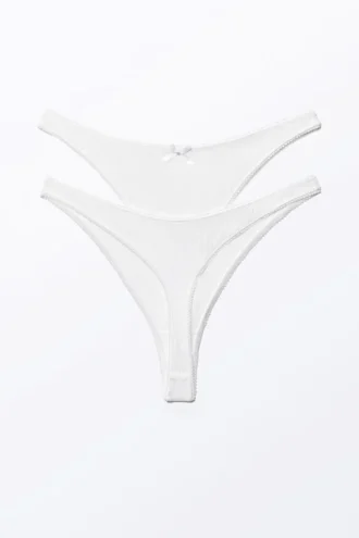 2-Pack Pearl Low Rise Thongs – White