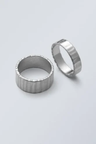 2-Pack Pleated Rings – Silver