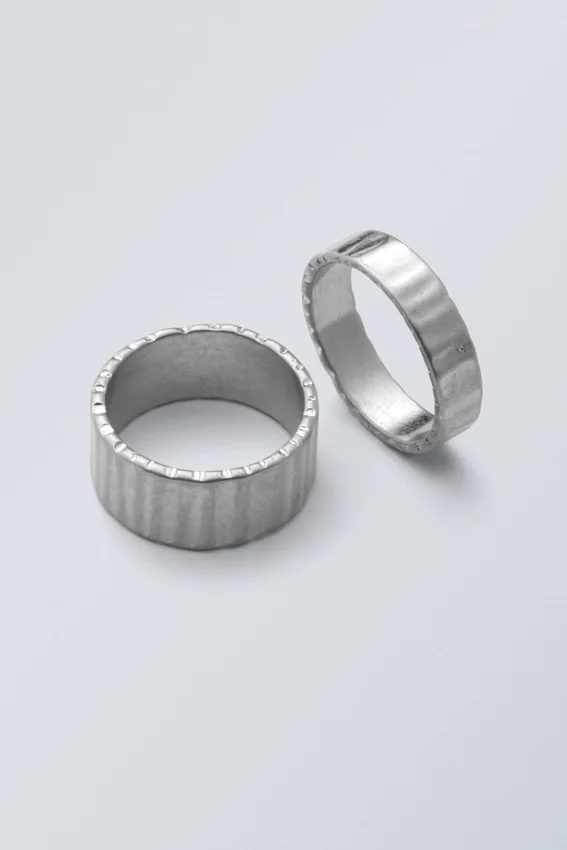 2-Pack Pleated Rings – Silver 2-Pack Pleated Rings – Silver