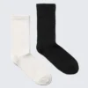 2-Pack Pointelle Cotton Crew Socks – Black & White 2-Pack Pointelle Cotton Crew Socks – Black & White