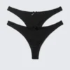 2-Pack Pointelle Cotton Thongs – Black 2-Pack Pointelle Cotton Thongs – Black