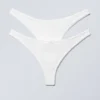 2-Pack Pointelle Cotton Thongs – White 2-Pack Pointelle Cotton Thongs – White
