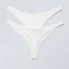 2-Pack Pointelle Cotton Thongs – White 2-Pack Pointelle Cotton Thongs – White